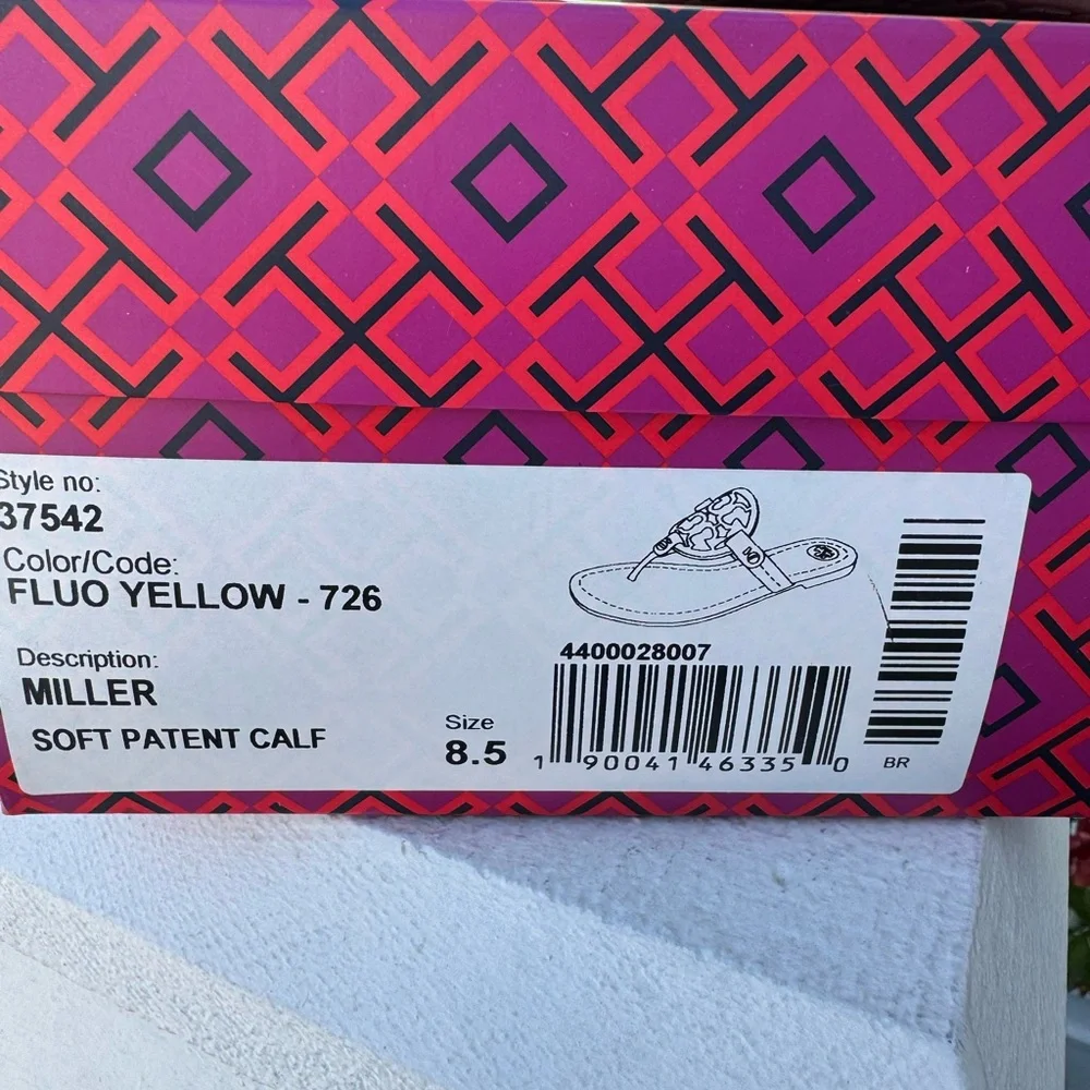 NIB Women’s Tory Burch Miller Sandals in Fluo Yellow 8.5